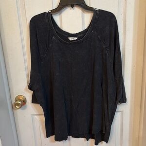 Terra and sky black washed 1/2 sleeve
